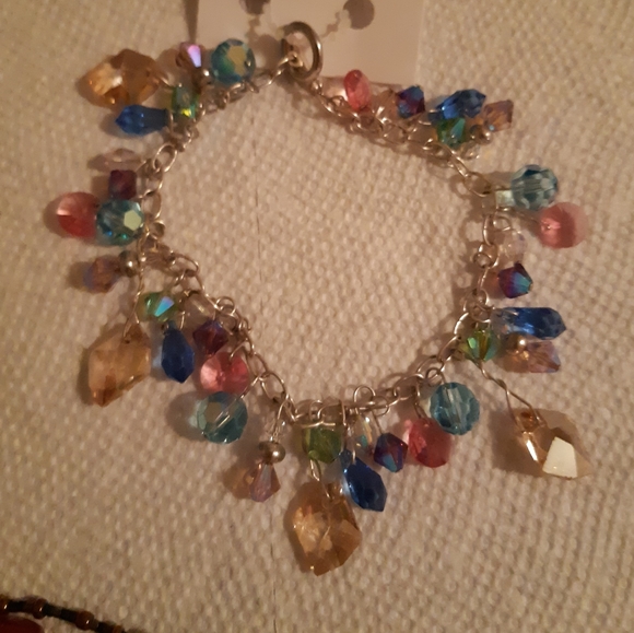 Multi-colored & Faceted Crystal Toggle Bracelet - Picture 9 of 10